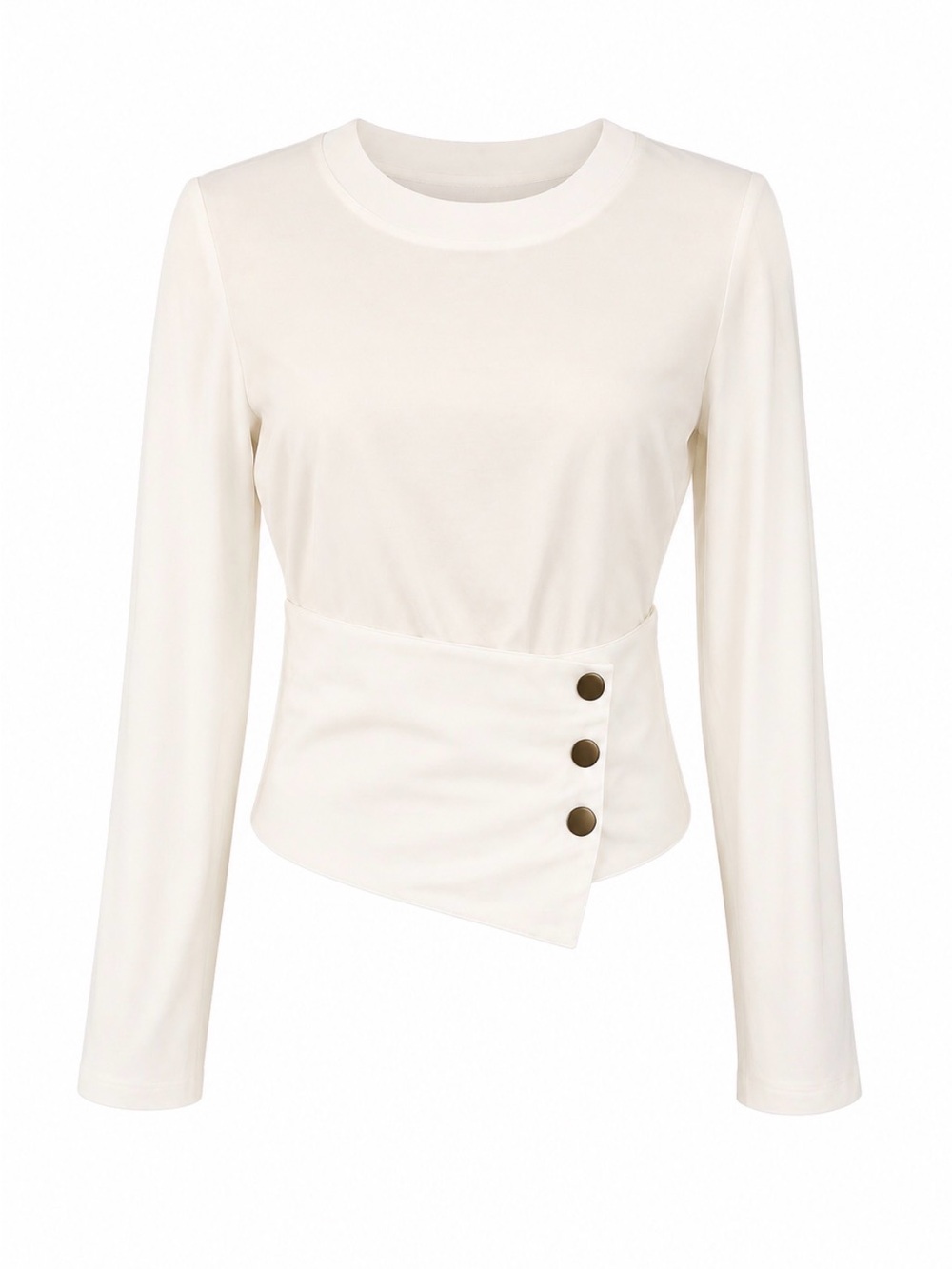 Tibi White Asymmetrical Button Waist Long Sleeve Top Blouse Size 10 Modern